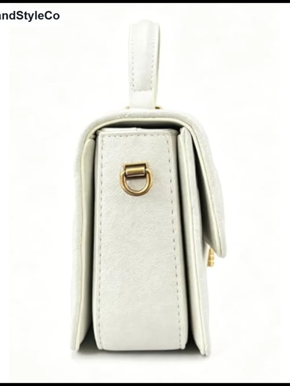 Quilted Mini Satchel Purse with Gold Turn Lock, Crossbody & Top Handle Faux